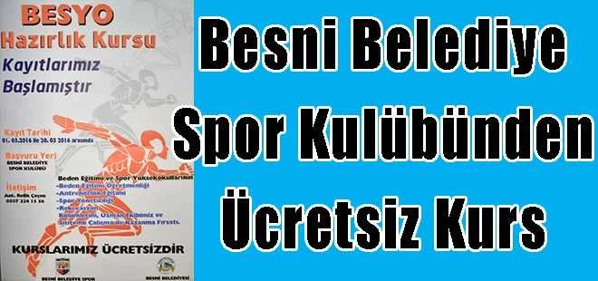 Besni Belediye Spor Kulübünden Ücretsiz Kurs