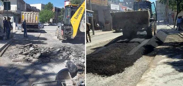 Gaziantep Caddesinde Bozulan Yollar Onarılıyor