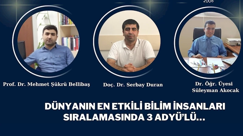 Adıyaman Üniversitesinden üç öğretim üyesi dünyanın en etkili bilim insanları arasına girdi  