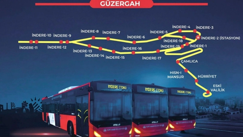 İndere TOKİ hattına 3 yeni otobüs eklendi 