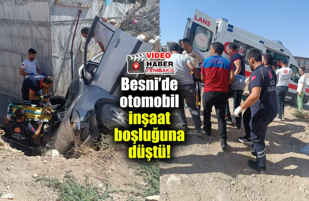 İnşaat boşluğuna düşen otomobilin sürücüsü yaralandı